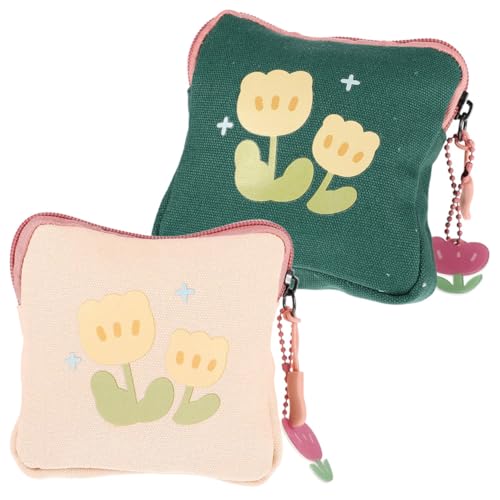 VALICLUD 2個 衛生用品収納ポーチ 小型多機能生理用ナプキンバッグ 学生向けコイン カード収納 タンポン対応 防水ファスナー付き レディース